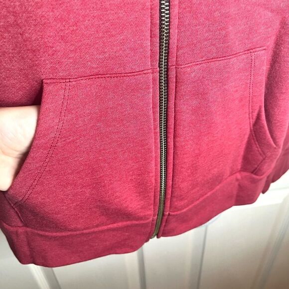 Modcloth Next Level Love My Ugly Christmas Sweater Zip Hoodie Sweatahirt Red L - Picture 9 of 12
